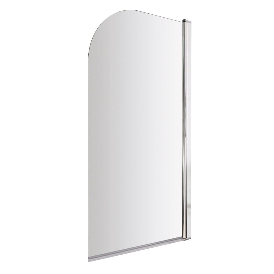 1700 x 750 Rutland Single Ended Square Bath with Front Panel and Saturn Hinged 1450mm 6mm Chrome Bath Screen