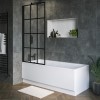 Rutland Single Ended Square Bath with Front Panel &amp; Black Grid Screen - Left Hand 1700 x 700