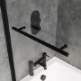 Single Ended Shower Bath with Front Panel & Black Bath Screen with Towel Rail 1700 x 700mm - Rutland
