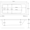 Single Ended Shower Bath with Front Panel &amp; Black Bath Screen 1700 x 700mm - Rutland