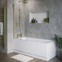 Single Ended Shower Bath with Front Panel & Brushed Brass Bath Screen 1800 x 800mm - Rutland