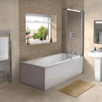 Rutland Single Ended Straight Bath with Juno Shower Bath Screen - 1700 x 750mm