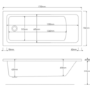 Single Ended Shower Bath with Front Panel & Brushed Brass Bath Screen 1800 x 800mm - Rutland