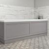 1800 Single Ended Square Bath with Matt Grey Bath Front &amp; End Panel