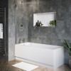 Single Ended Shower Bath with Front Panel &amp; Hinged Chrome Bath Screen 1800 x 800mm - Rutland