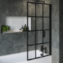Rutland Single Ended Square Bath with Front Panel & Black Grid Screen - Right Hand  1800 x 800