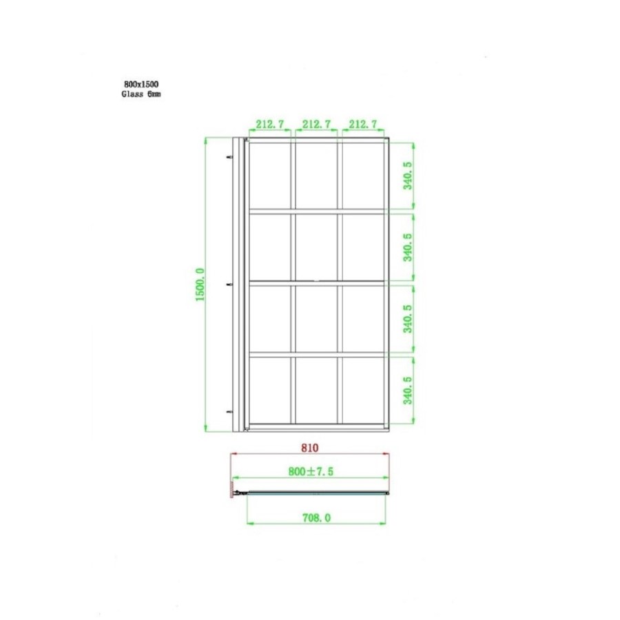 Rutland Single Ended Square Bath with Front Panel & Black Grid Screen - Right Hand  1800 x 800