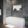 Single Ended Shower Bath with Front Panel &amp; Chrome Bath Screen with Towel Rail 1800 x 800mm - Rutland