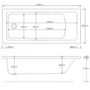 1800 x 800 Rutland Single Ended Square Bath with Front Panel & Hinged 6mm Chrome Bath Screen with Fixed Panel & Towel Rail