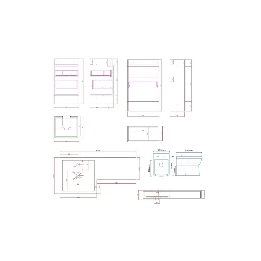 Agora Left Hand and Burford Shower Bath Furniture Suite