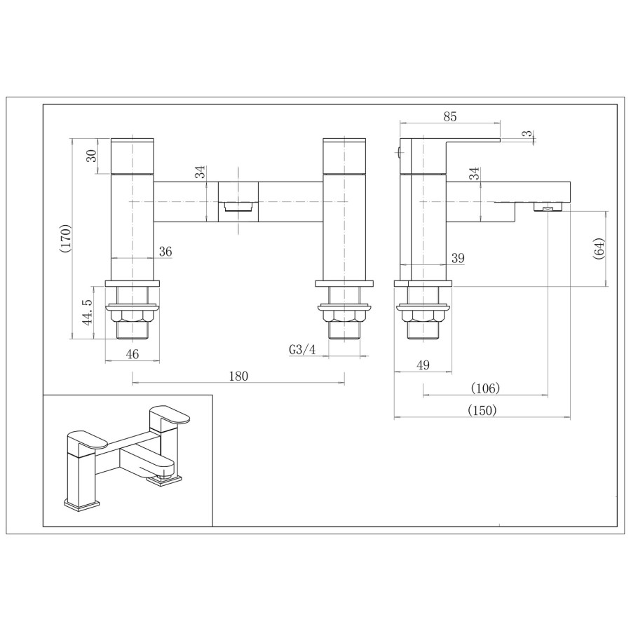 1700 x 750 Burford Double Ended Round Bath with Front Panel and Como Bath Filler