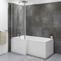Lomax Left Hand L Shape Bath with Front Panel and Screen - 1500 x 850mm