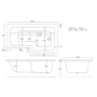 Grade A2 - Lomax 1500 x 850 L Shaped Shower Bath Left Hand with Front Panel & Matt Black Bath Screen with Towel Rail