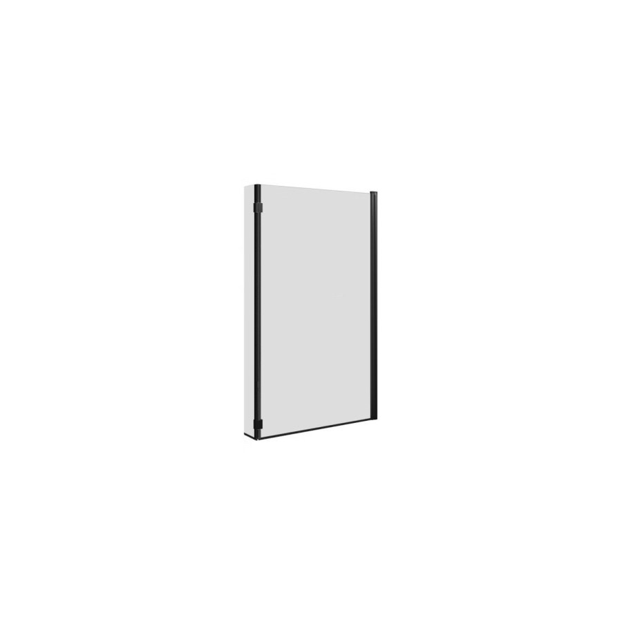L Shaped Shower Bath with Front Panel & Black Bath Screen, Left Hand 1500 x 850mm - Lomax