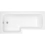 L Shaped Shower Bath with Front Panel & Black Bath Screen, Left Hand 1500 x 850mm - Lomax
