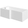 L Shaped Shower Bath with Front Panel & Black Bath Screen, Left Hand 1500 x 850mm - Lomax