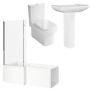 1500mm Left Hand Shower Bath Suite with Toilet Basin & Panels - Lomax