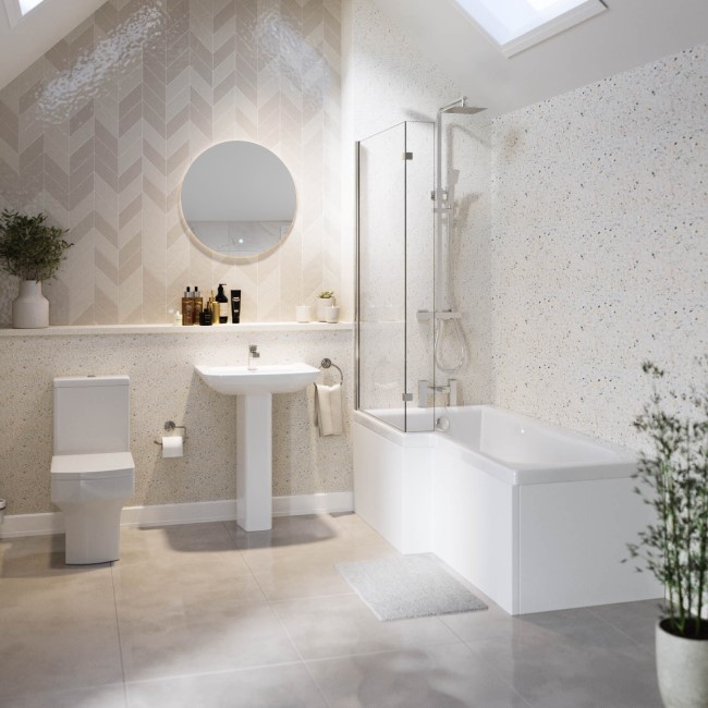 1500mm Left Hand Shower Bath Suite with Toilet Basin & Panels - Lomax