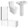 1500mm Left Hand Black Shower Bath Suite with Toilet Basin & Panels - Lomax