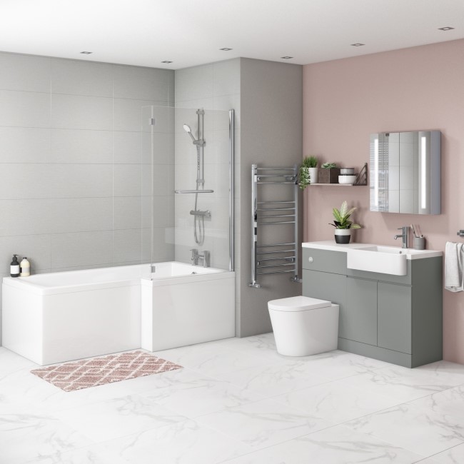 Bali Matt Grey Toilet and Basin Vanity Combination Unit and Right Hand