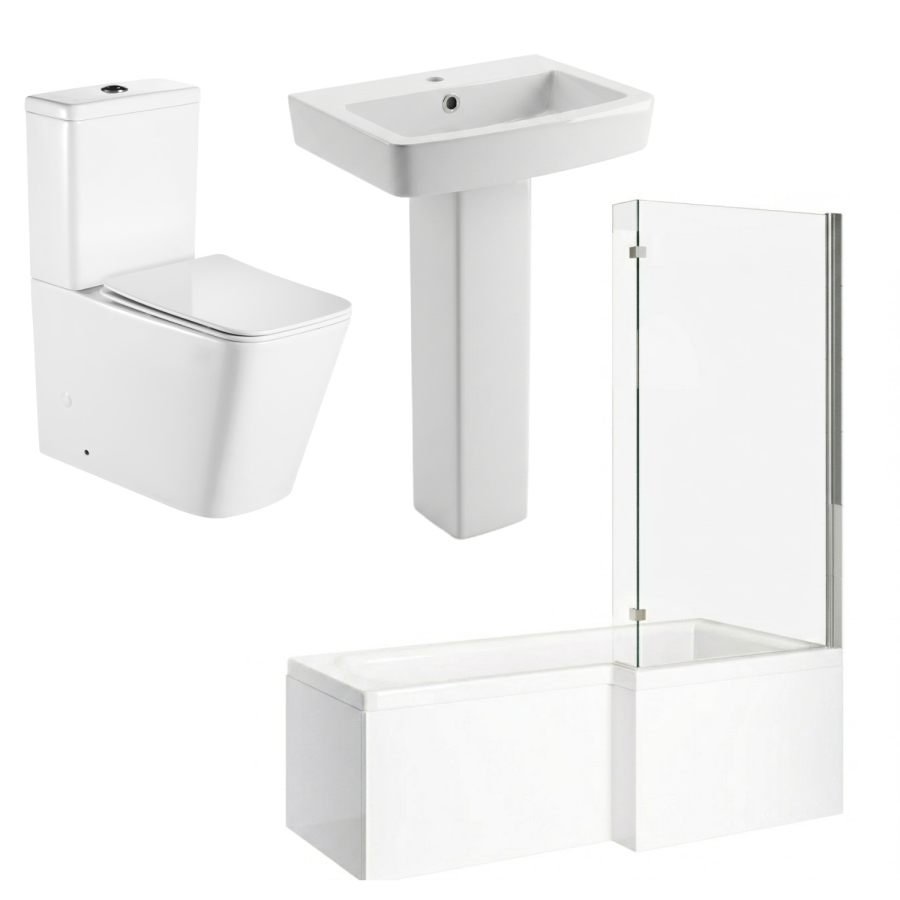1500mm Right Hand Shower Bath Suite with Toilet Basin & Panels - Lomax