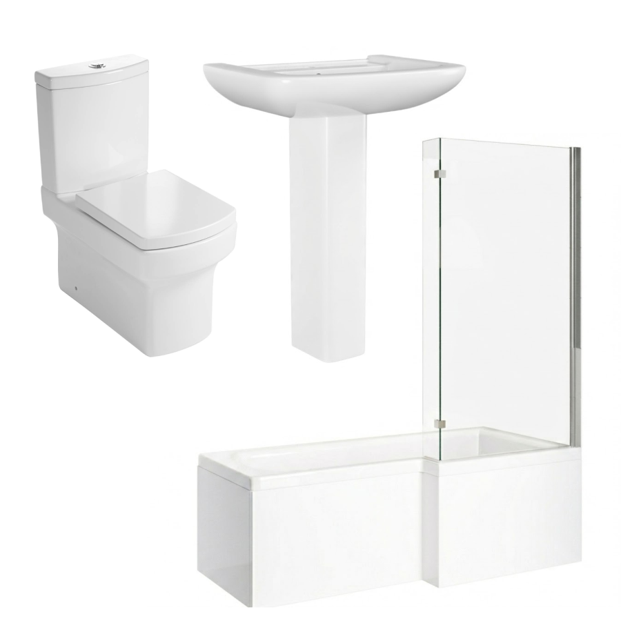 1500mm Right Hand Shower Bath Suite with Toilet Basin & Panels - Lomax