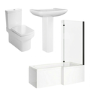 1500mm Right Hand Black Shower Bath Suite with Toilet Basin & Panels - Lomax