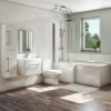 1700mm L Shaped Bath Suite with 600mm Wall Hung Vanity Unit with Basin &amp; Toilet - Left Hand - Ashford