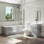 1700mm Grey Left Hand L Shape Bath suite with Toilet & Sink Unit - Ashford