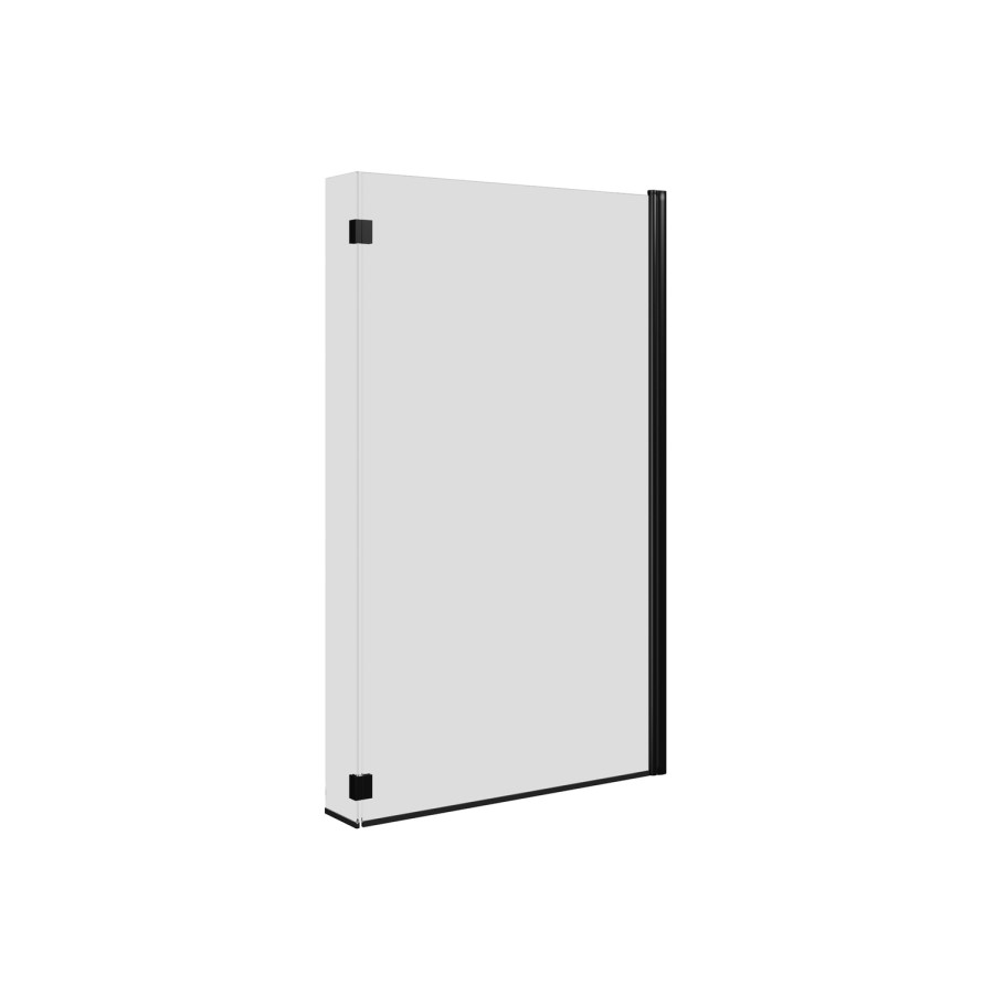 Grade A1 -  Shape Shower Bath Left Hand with Front Panel & Black Bath Screen 1500 x 850mm - Lomax