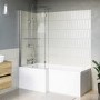 L Shaped Shower Bath with Front Panel & Chrome Bath Screen Towel Rail, Left Hand 1700 x 850mm - Lomax