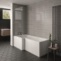 L Shaped Shower Bath with Front Panel & Chrome Bath Screen Towel Rail, Left Hand 1700 x 850mm - Lomax