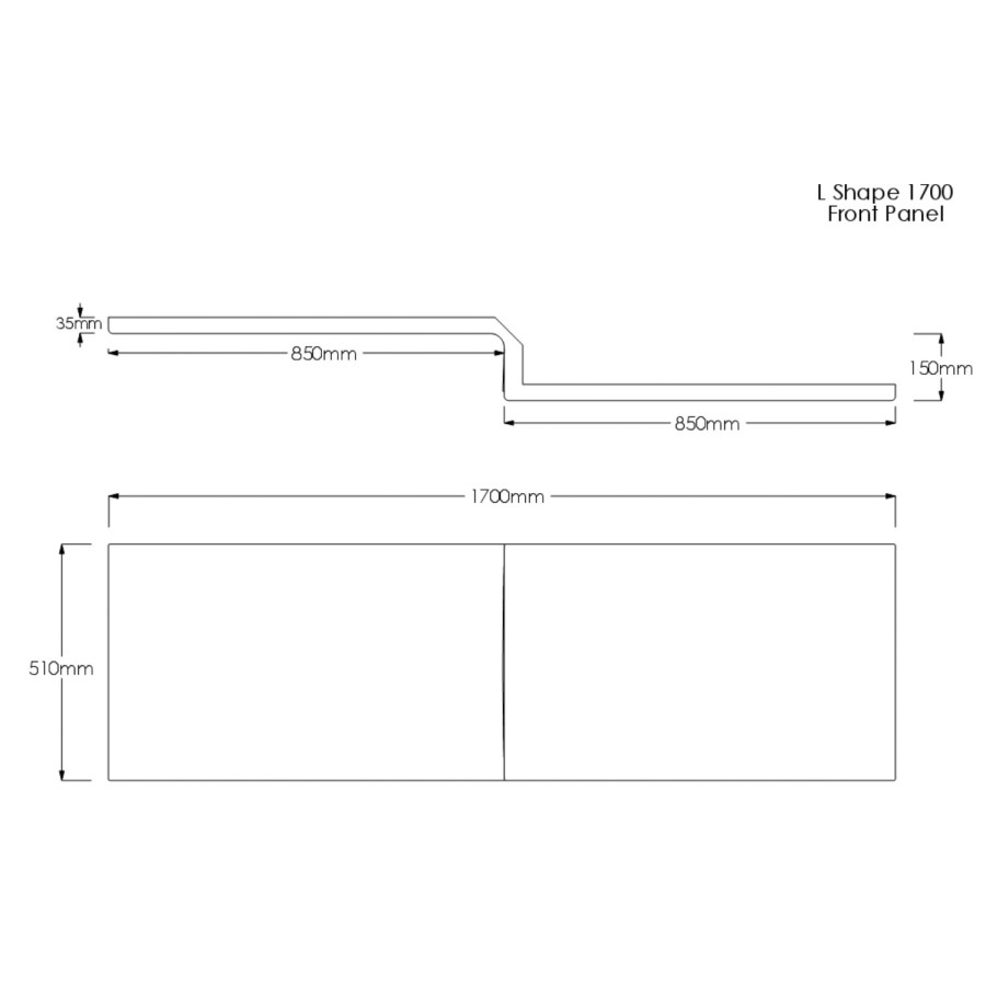 L Shaped Shower Bath with Front Panel & Chrome Bath Screen Towel Rail, Left Hand 1700 x 850mm - Lomax