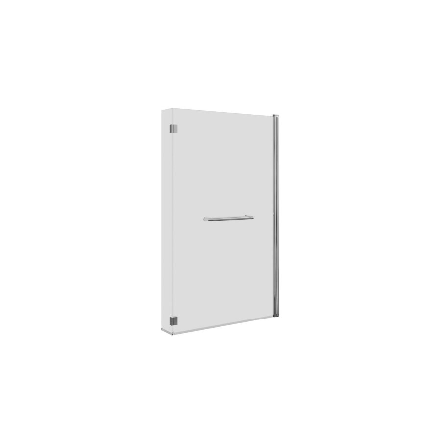 L Shaped Shower Bath with Front Panel & Chrome Bath Screen Towel Rail, Left Hand 1700 x 850mm - Lomax