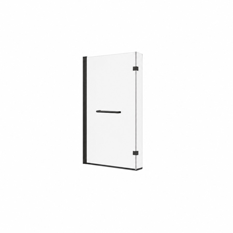 L Shaped Shower Bath with Front Panel & Black Bath Screen with Towel Rail, Left Hand 1700 x 850mm - Lomax