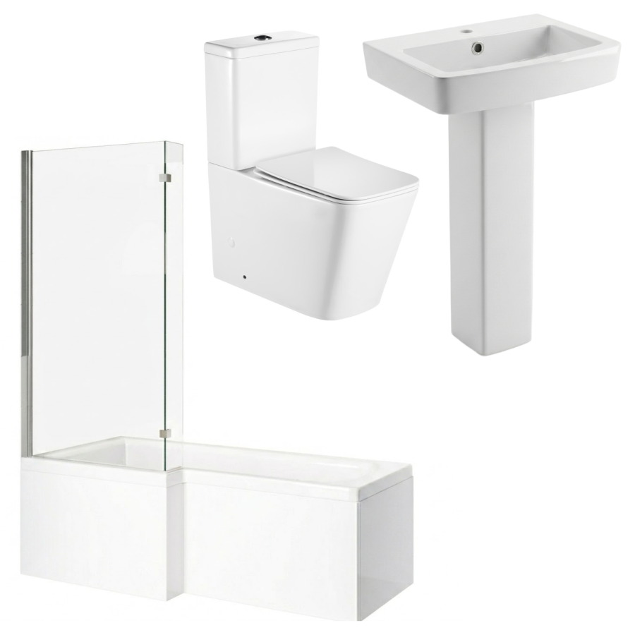 1700mm Left Hand Shower Bath Suite with Toilet Basin & Panels - Lomax