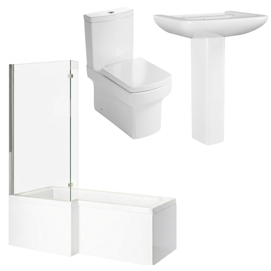 1700mm Left Hand Shower Bath Suite with Toilet Basin & Panels - Lomax