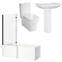 1700mm Left Hand Black Shower Bath Suite with Toilet Basin & Panels - Lomax