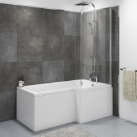 Lomax Right Hand L Shape Bath with Front Panel and Screen - 1700 x 850mm
