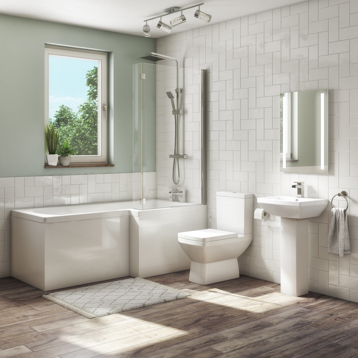 Full Bathroom Suite Bath 1600 x 700 Toilet Basin Front Panel & Bath & Basin Taps 