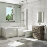 1700mm L Shaped Bath Suite with 600mm Vanity Unit and Basin & Toilet - Right Hand - Ashford 1700mm L Shaped Bath Suite with 600mm Vanity Unit and Basin & Toilet - Right Hand - Ashford