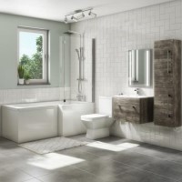 1700mm L Shaped Bath Suite with 600mm Wall Hung Vanity Unit and Basin & Toilet - Right Hand - Ashford 1700mm L Shaped Bath Suite with 600mm Wall Hung Vanity Unit and Basin & Toilet - Right Hand - Ashford