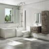 1700mm L Shaped Bath Suite with 600mm Wall Hung Vanity Unit and Basin &amp; Toilet - Right Hand - Ashford