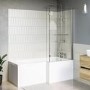 L Shaped Shower Bath with Front Panel & Chrome Bath Screen with Towel Rail, Right Hand 1700 x 850mm - Lomax