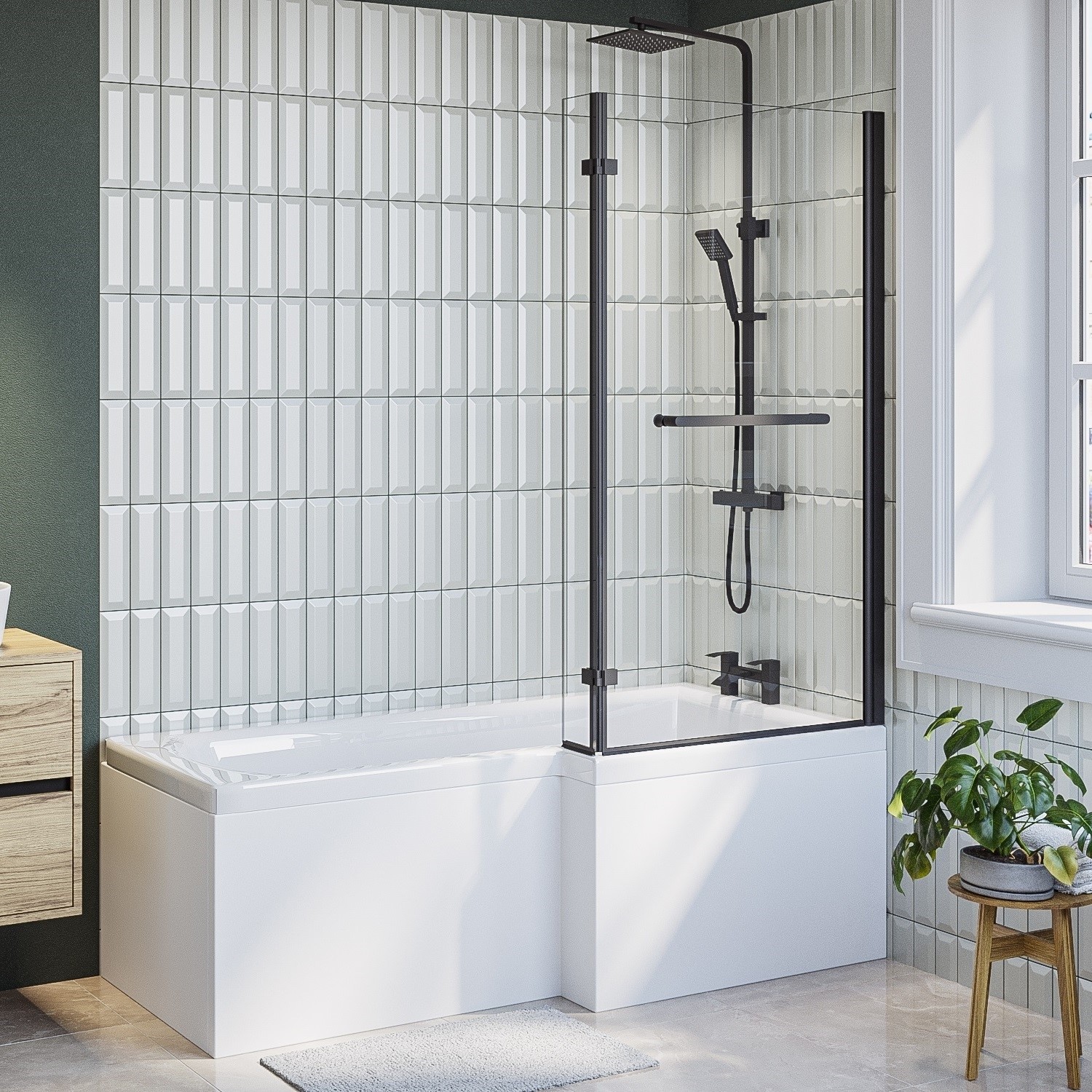 L shop shaped bath