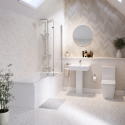 BUN/BeBa_24891/87017 1700mm Right Hand Shower Bath Suite with Toilet Basin & Panels - Lomax