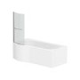 1500 x 850 P Shaped Shower Bath Left Hand with Front Panel and Screen