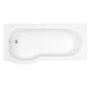 1500 x 850 P Shaped Shower Bath Left Hand with Front Panel and Screen