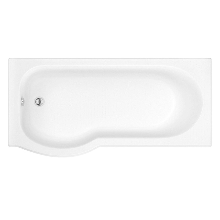 1500 x 850 P Shaped Shower Bath Left Hand with Front Panel and Screen