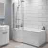 Portland Left Hand P Shape Shower Bath with Front Panel - 1700 x 850mm